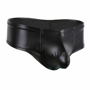 NOS MEN'S RUBBERIZED DEEP FRONT POUCH SEXY COMPETITION SWIM BRIEFS / BIKINI LG.